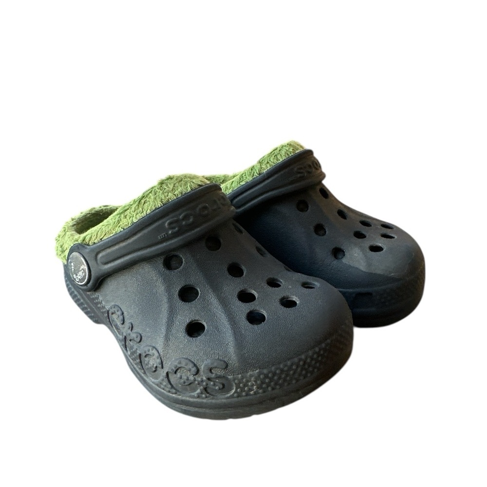 Toddler size 6/7 Black and Green Clogs